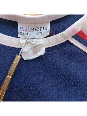 Girls 2T Vintage 1970's Tennis T-shirt Top Aileen Girls Front Pocket Distress